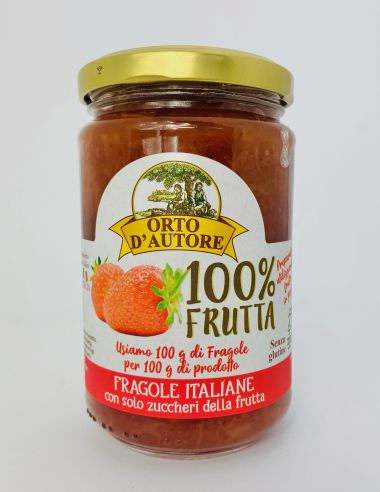 Orto d' Autore Fragole Italiane PREMIUM Italienische Erdbeerkonfitüre 100 % Frucht 340 g