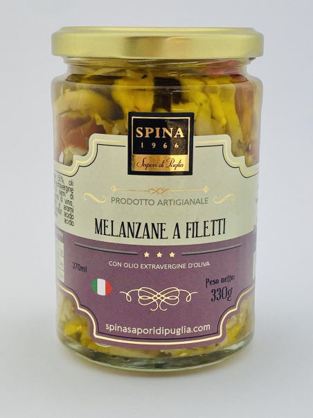 Spina Sapori di Puglia Melanzane a filetti Eggplant slices with extra virgin oil 330 g