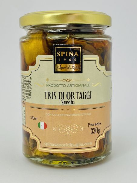Spina Sapori di Puglia Tris di Ortaggi Secchi Trio of dried vegetables with extra virgin oil 330 g