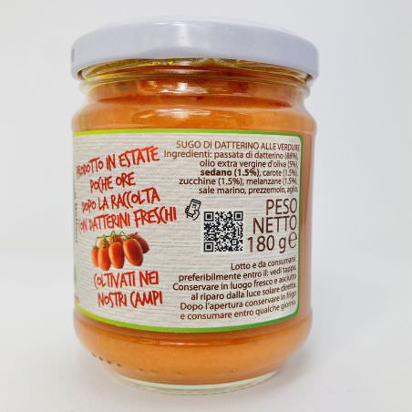 Italian artisan vegetable sauce with tomatoes datterino Orto d'Autore 180g