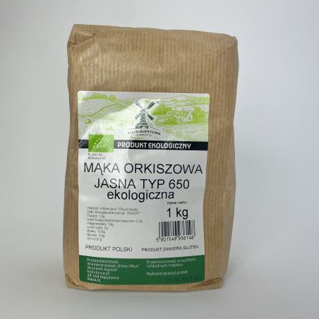 Mąka orkiszowa jasna typ 650 ekologiczna, 1 kg Młyn Kopytowa