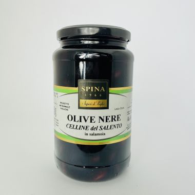 Spina Sapori black celline olives from Salento 520 g