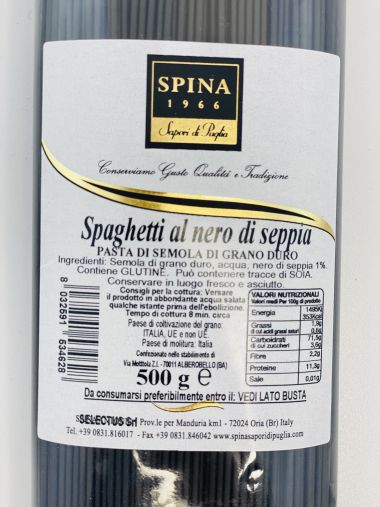 Spina Sapori artisan Italian pasta with cuttlefish ink 500 g