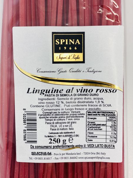 Spina Sapori rzemieślniczy makaron z czerwonym winem 250 g