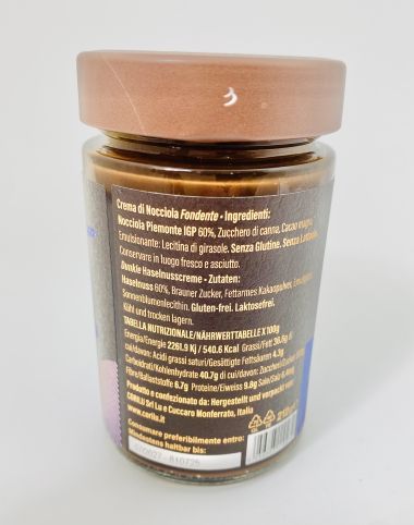 Krem czekoladowo-orzechowy Corilu Fondente 60% orzechów laskowych z Piemontu IGP